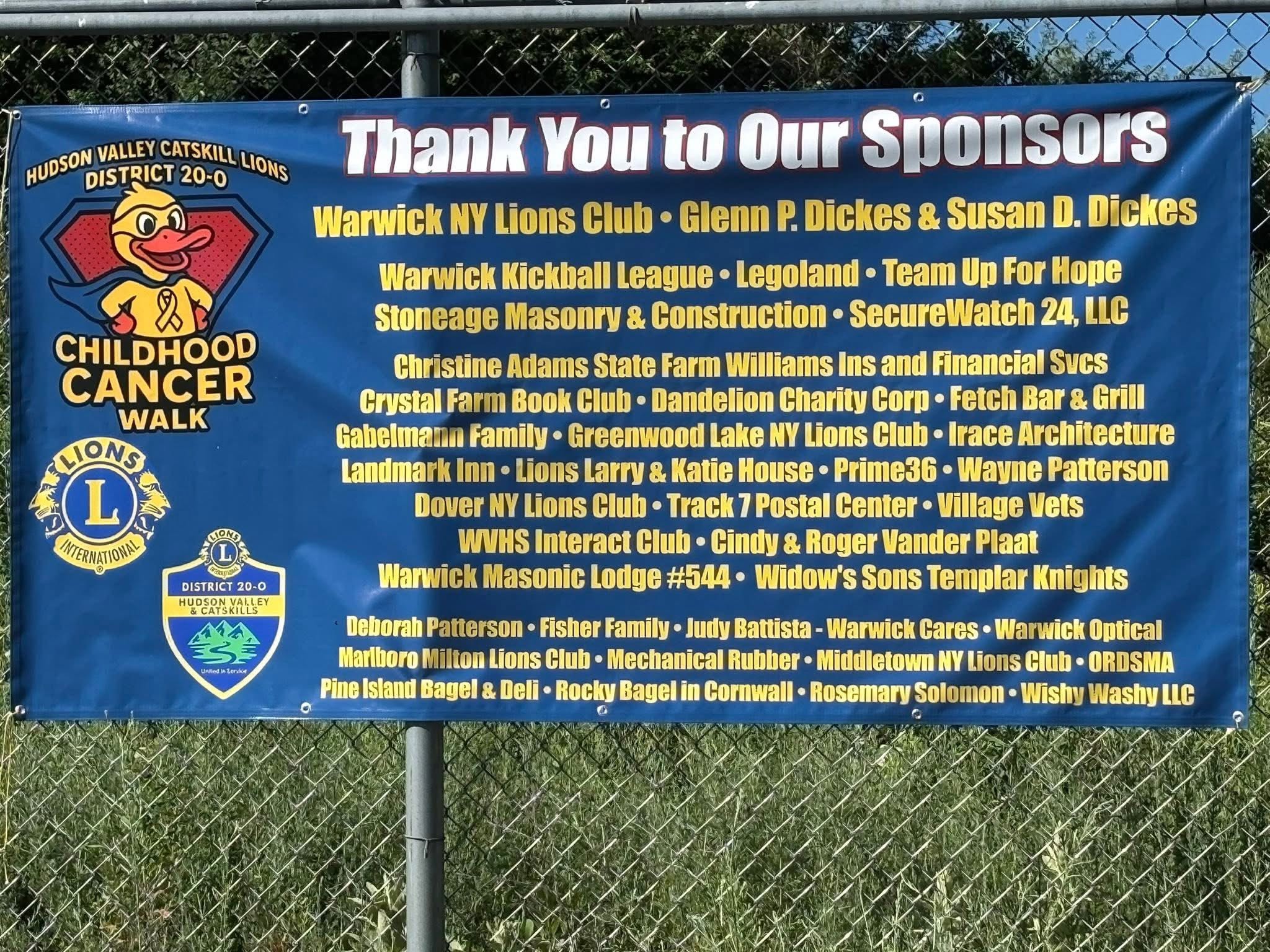 Thank You to Our Sponsors banner on a fence